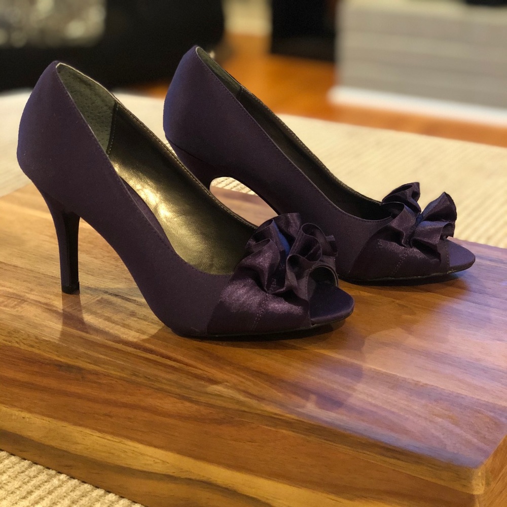 Nina Purple Peep-Toe Heels